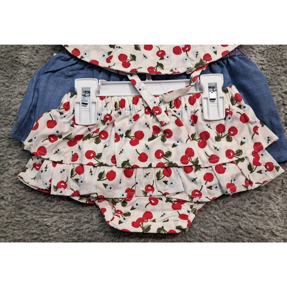 New Little Lass Baby Girls Sz 18 M 3 Piece Outfit Tank Top Shirt Hat Bloomers - Picture 6 of 7